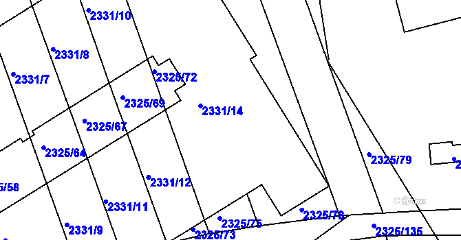 Parcela st. 2331/14 v KÚ Rousínov u Vyškova, Katastrální mapa