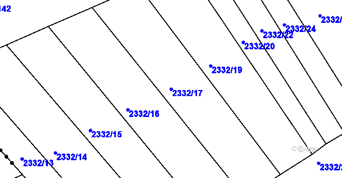 Parcela st. 2332/17 v KÚ Rousínov u Vyškova, Katastrální mapa