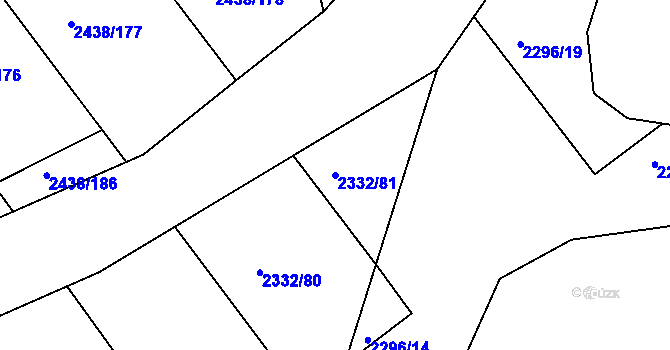 Parcela st. 2332/81 v KÚ Rousínov u Vyškova, Katastrální mapa
