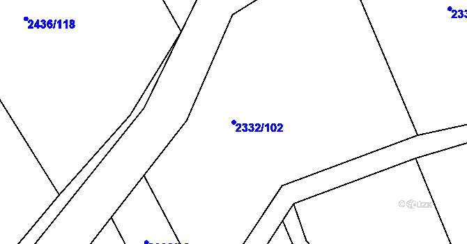 Parcela st. 2332/102 v KÚ Rousínov u Vyškova, Katastrální mapa