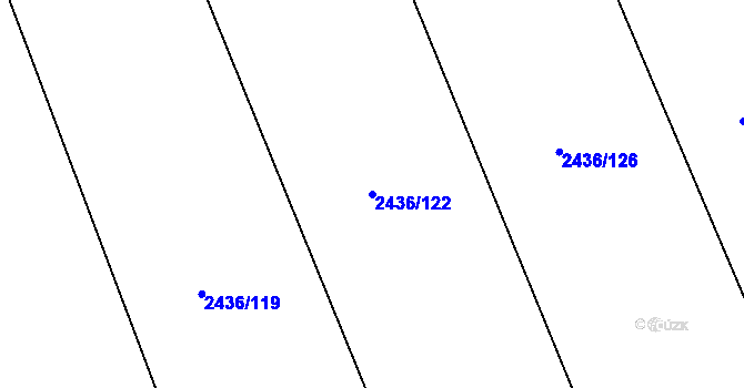Parcela st. 2436/122 v KÚ Rousínov u Vyškova, Katastrální mapa