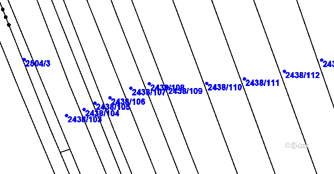 Parcela st. 2438/109 v KÚ Rousínov u Vyškova, Katastrální mapa