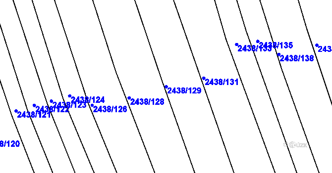 Parcela st. 2438/129 v KÚ Rousínov u Vyškova, Katastrální mapa