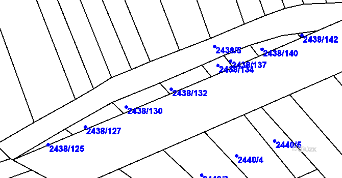 Parcela st. 2438/132 v KÚ Rousínov u Vyškova, Katastrální mapa