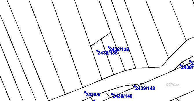 Parcela st. 2438/136 v KÚ Rousínov u Vyškova, Katastrální mapa