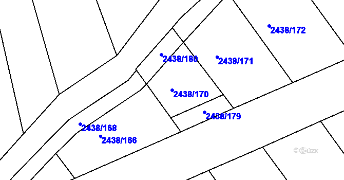 Parcela st. 2438/170 v KÚ Rousínov u Vyškova, Katastrální mapa