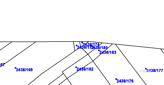 Parcela st. 2438/174 v KÚ Rousínov u Vyškova, Katastrální mapa