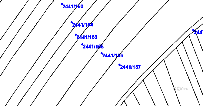 Parcela st. 2441/156 v KÚ Rousínov u Vyškova, Katastrální mapa