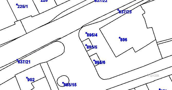 Parcela st. 895/5 v KÚ Rousínov u Vyškova, Katastrální mapa