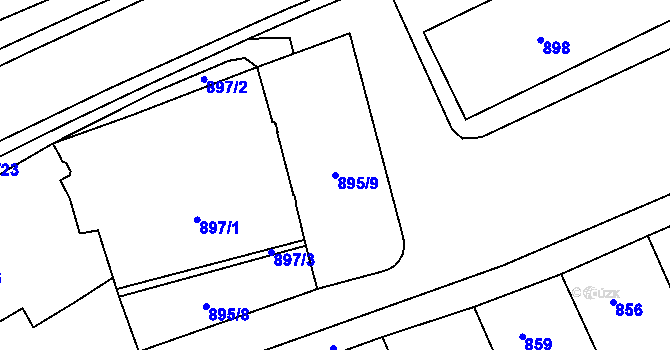 Parcela st. 895/9 v KÚ Rousínov u Vyškova, Katastrální mapa