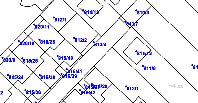 Parcela st. 813/3 v KÚ Rousínov u Vyškova, Katastrální mapa