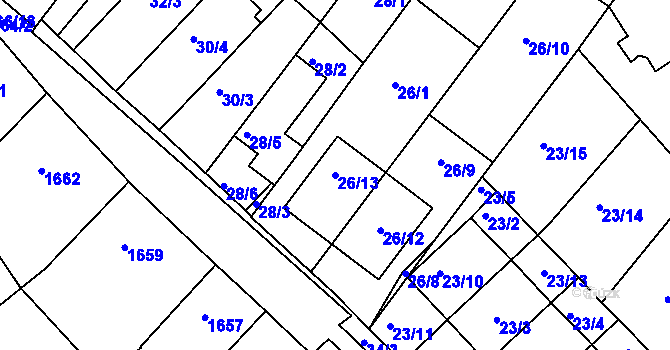 Parcela st. 26/13 v KÚ Rousínov u Vyškova, Katastrální mapa