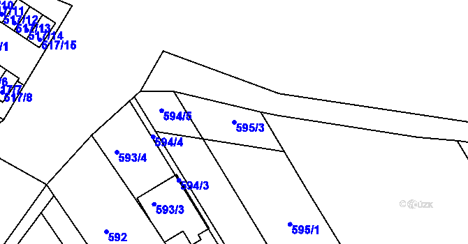 Parcela st. 595/3 v KÚ Rousínov u Vyškova, Katastrální mapa