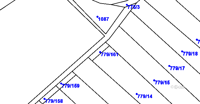 Parcela st. 779/161 v KÚ Rousínov u Vyškova, Katastrální mapa