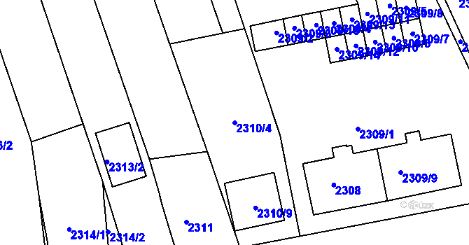 Parcela st. 2310/4 v KÚ Rousínov u Vyškova, Katastrální mapa