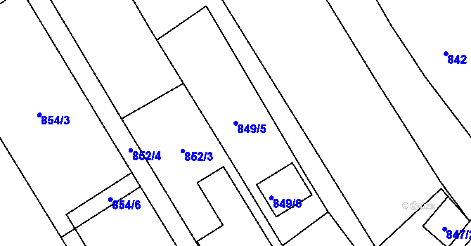 Parcela st. 849/5 v KÚ Rousínov u Vyškova, Katastrální mapa