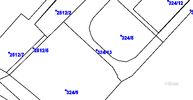 Parcela st. 324/13 v KÚ Rousínov u Vyškova, Katastrální mapa