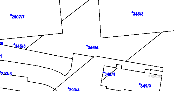Parcela st. 346/4 v KÚ Rousínov u Vyškova, Katastrální mapa