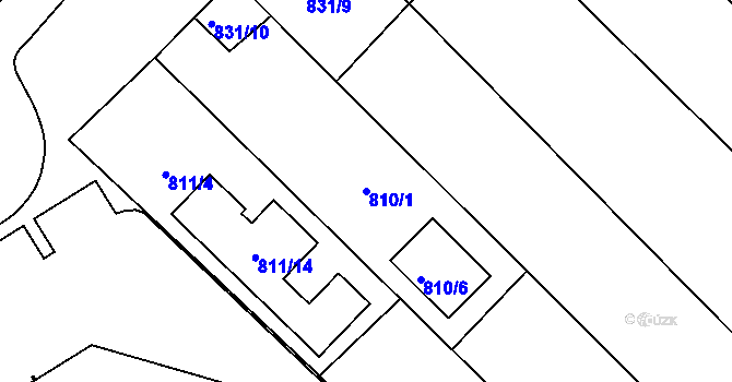 Parcela st. 810/1 v KÚ Rousínov u Vyškova, Katastrální mapa