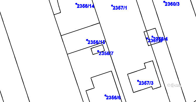 Parcela st. 2356/7 v KÚ Rousínov u Vyškova, Katastrální mapa