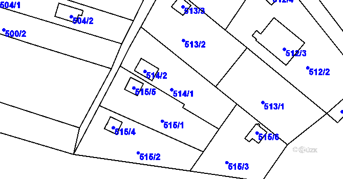Parcela st. 514/1 v KÚ Rousínov u Vyškova, Katastrální mapa