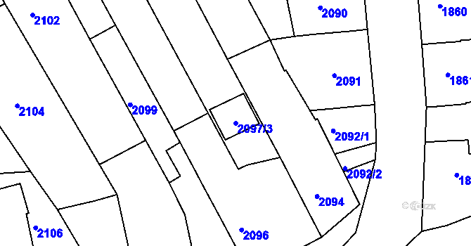 Parcela st. 2097/3 v KÚ Rousínov u Vyškova, Katastrální mapa