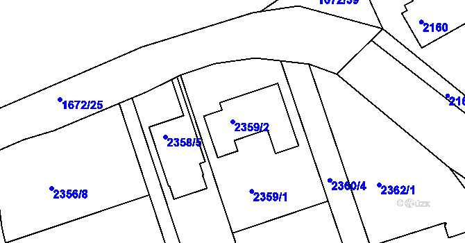 Parcela st. 2359/2 v KÚ Rousínov u Vyškova, Katastrální mapa