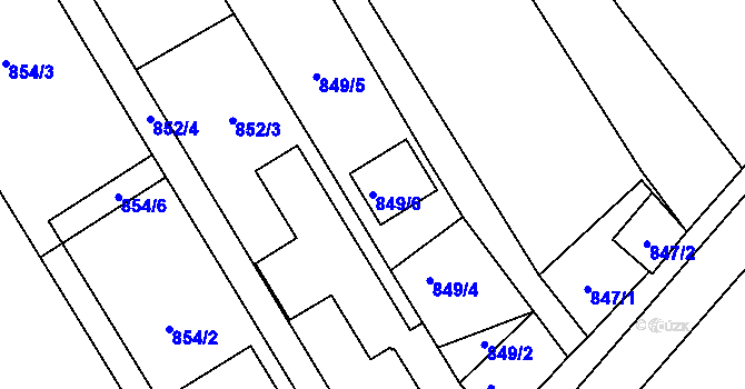 Parcela st. 849/6 v KÚ Rousínov u Vyškova, Katastrální mapa