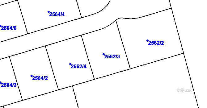 Parcela st. 2562/3 v KÚ Rousínov u Vyškova, Katastrální mapa