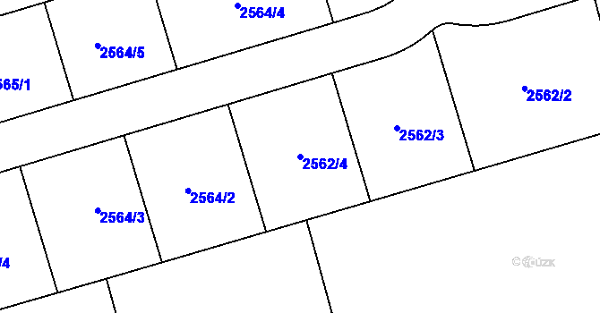 Parcela st. 2562/4 v KÚ Rousínov u Vyškova, Katastrální mapa