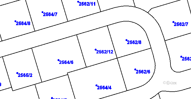 Parcela st. 2562/12 v KÚ Rousínov u Vyškova, Katastrální mapa
