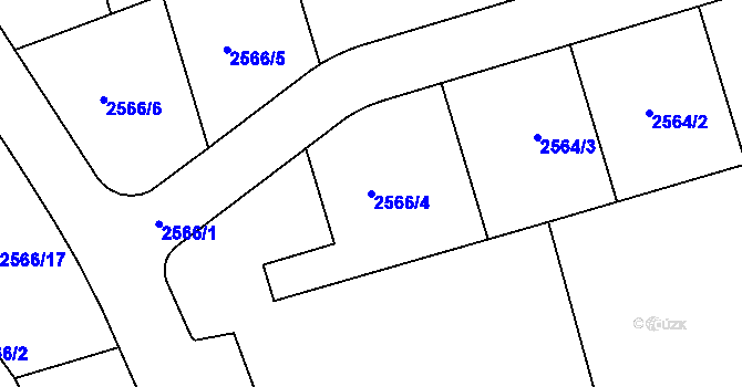 Parcela st. 2566/4 v KÚ Rousínov u Vyškova, Katastrální mapa