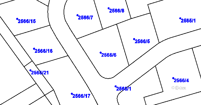 Parcela st. 2566/6 v KÚ Rousínov u Vyškova, Katastrální mapa