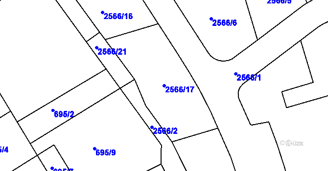 Parcela st. 2566/17 v KÚ Rousínov u Vyškova, Katastrální mapa