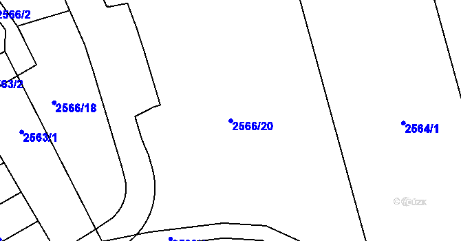 Parcela st. 2566/20 v KÚ Rousínov u Vyškova, Katastrální mapa