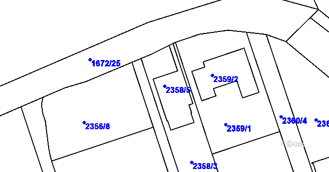 Parcela st. 2358/5 v KÚ Rousínov u Vyškova, Katastrální mapa