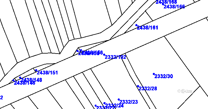 Parcela st. 2332/192 v KÚ Rousínov u Vyškova, Katastrální mapa