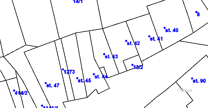 Parcela st. 43 v KÚ Rouské, Katastrální mapa
