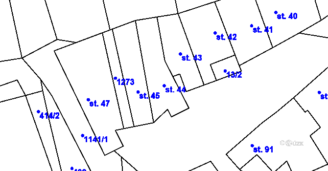 Parcela st. 44 v KÚ Rouské, Katastrální mapa