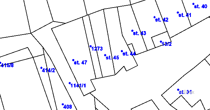 Parcela st. 45 v KÚ Rouské, Katastrální mapa
