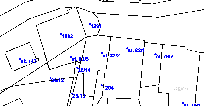 Parcela st. 82/2 v KÚ Rouské, Katastrální mapa