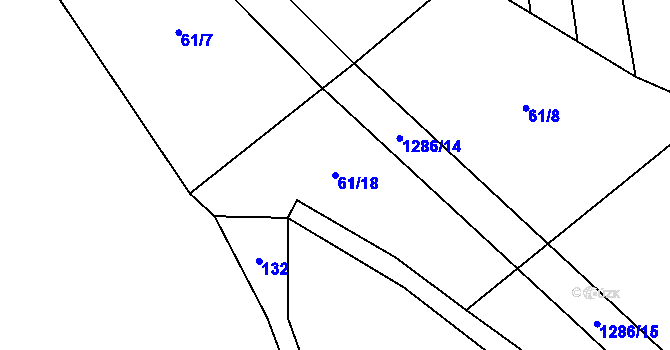 Parcela st. 61/18 v KÚ Rouské, Katastrální mapa