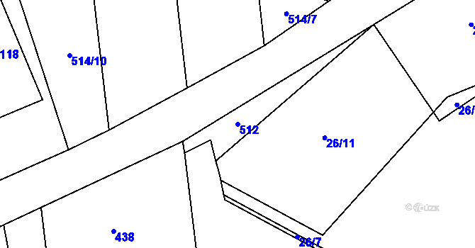 Parcela st. 512 v KÚ Rouské, Katastrální mapa