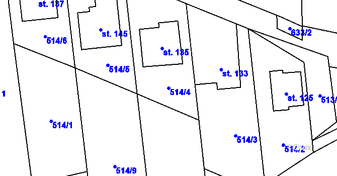 Parcela st. 514/4 v KÚ Rouské, Katastrální mapa
