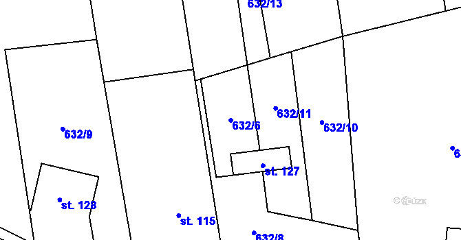 Parcela st. 632/6 v KÚ Rouské, Katastrální mapa