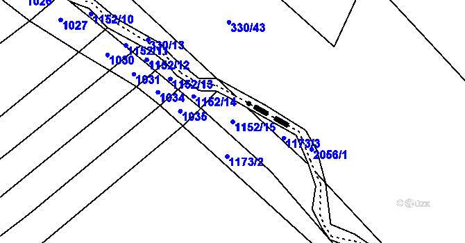 Parcela st. 1152/15 v KÚ Rouské, Katastrální mapa