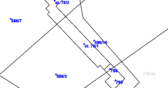 Parcela st. 78/1 v KÚ Rousměrov, Katastrální mapa