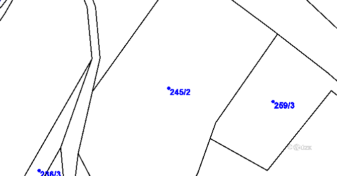 Parcela st. 245/2 v KÚ Rousměrov, Katastrální mapa