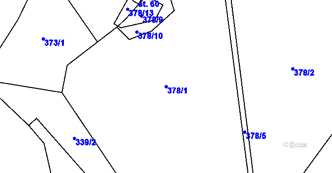 Parcela st. 378/1 v KÚ Rousměrov, Katastrální mapa