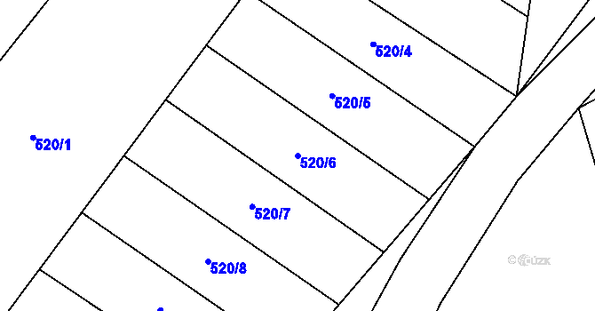 Parcela st. 520/6 v KÚ Rousměrov, Katastrální mapa